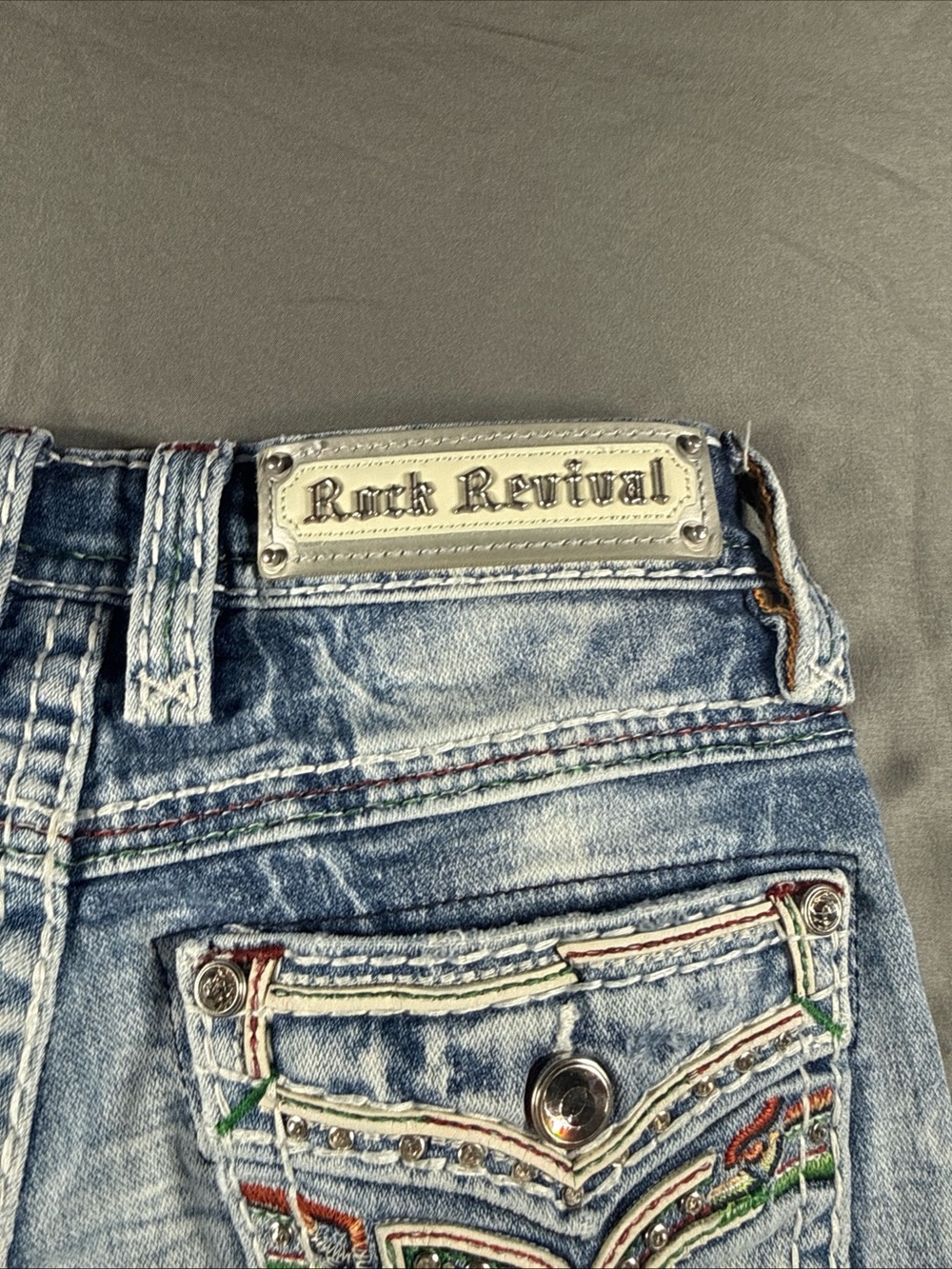 Rock Revival Women’s Light Blue Embroidered Back Pocket Jeans - Picture 2 of 16